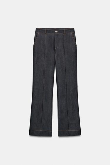 PANTALÓN NERVIO PESPUNTES CONTRASTE - Negro de Zara
