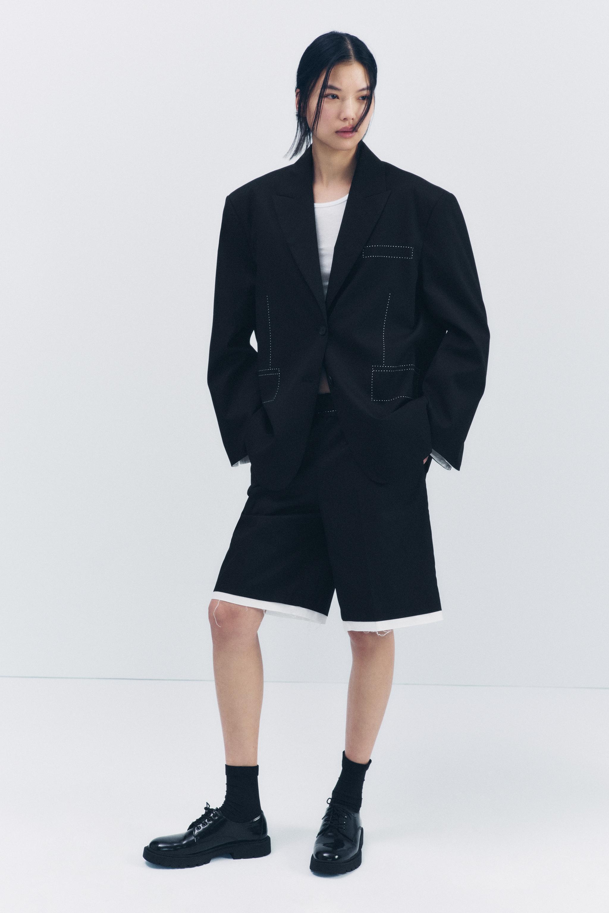 TOPSTITCHED OVERSIZED BLAZER - Black | ZARA United States