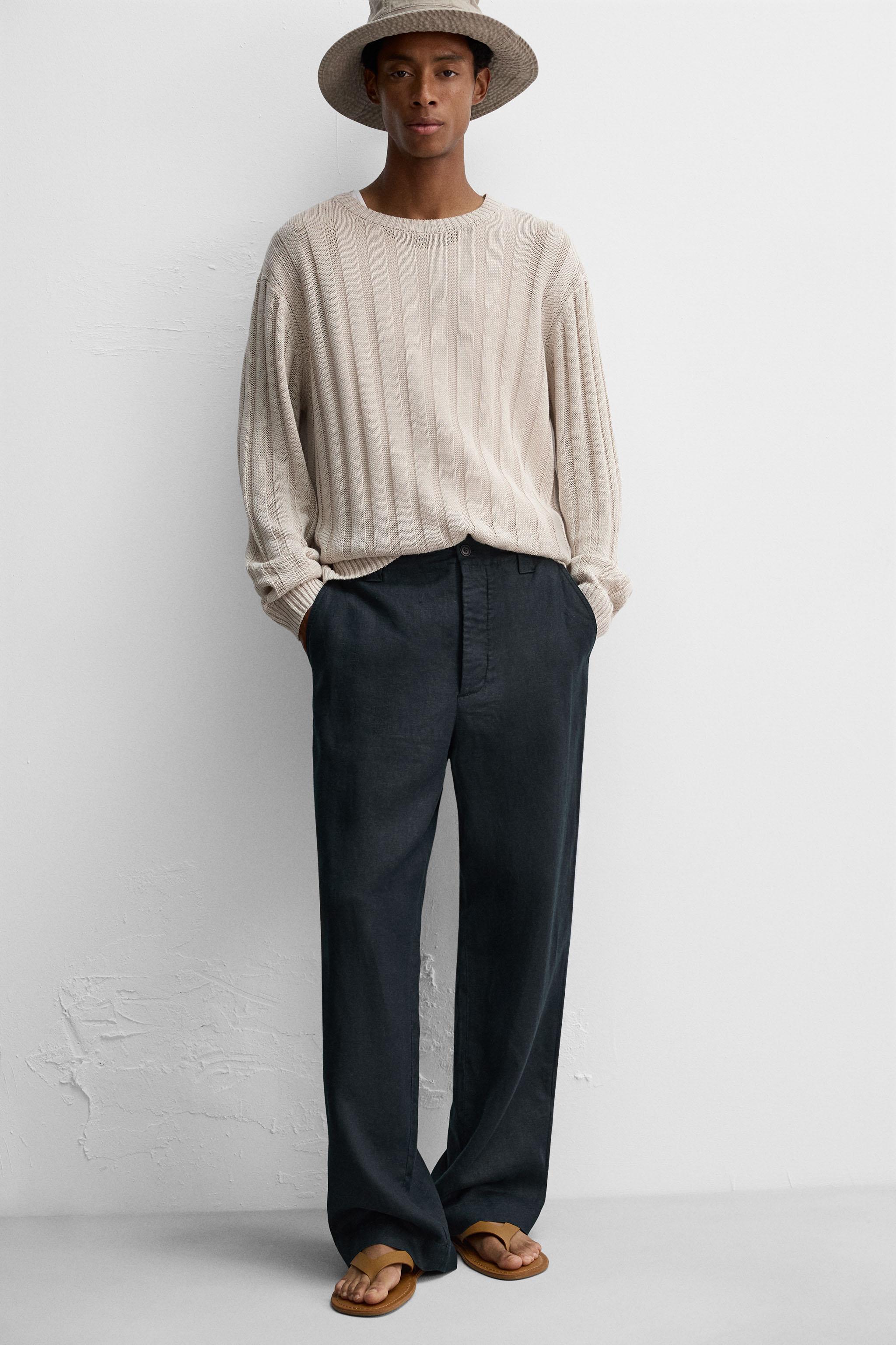 PANTALON STRAIGHT FIT 100 % LIN