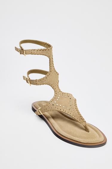 DOUBLE SUEDE ANKLE STRAP SANDALS - Sand Brown by Zara - Image 2