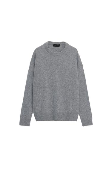 Zara CASHMERE AND WOOL LONG SLEEVE SWEATER - Mid-gray