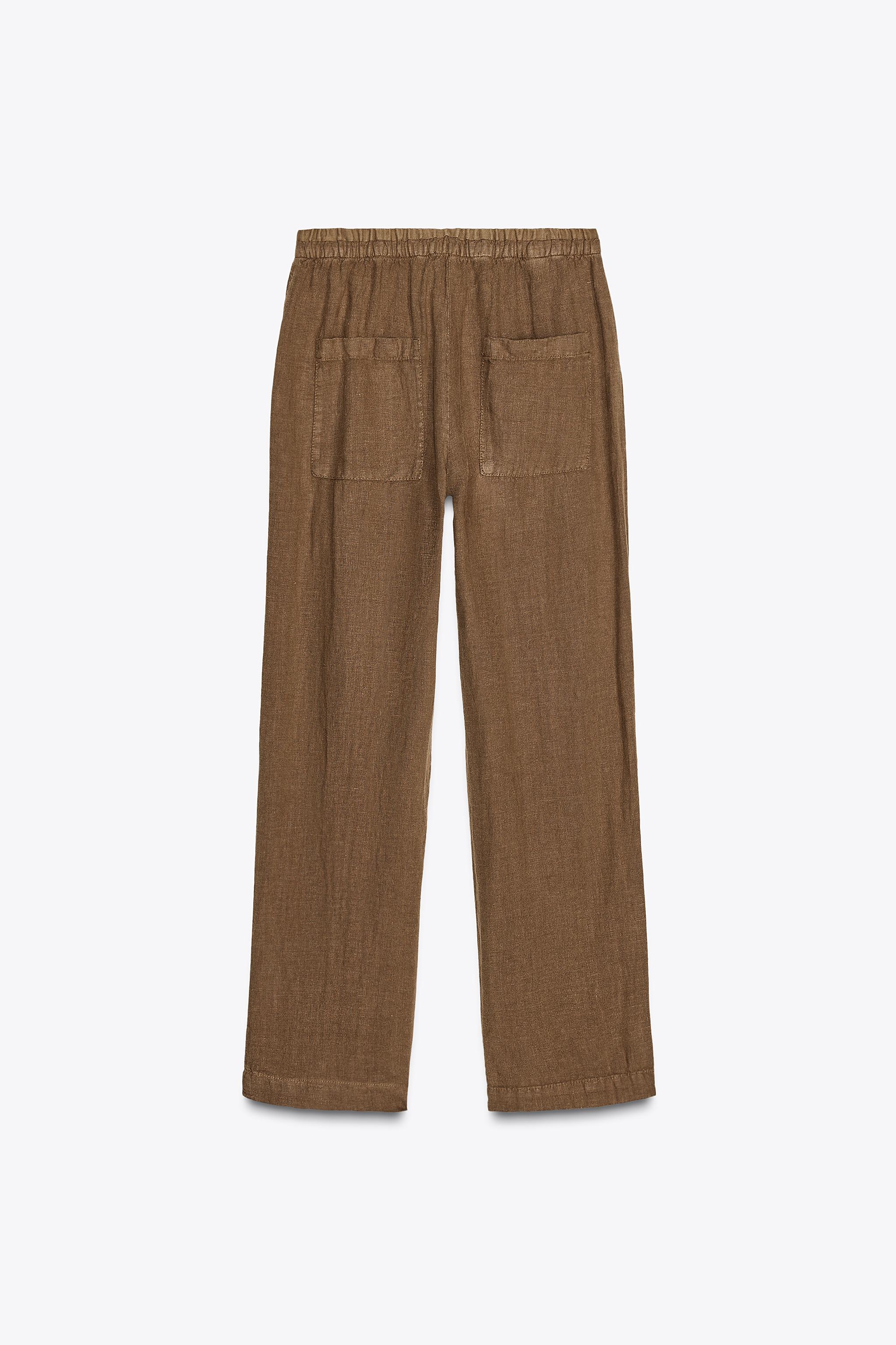 100% LINEN PANTS ZW COLLECTION - Brown | ZARA United States