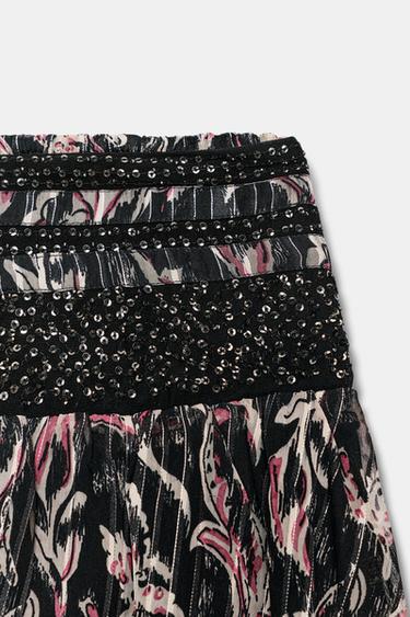 JUPE BALLON IMPRIMÉE PAILLETTES FIL MÉTALLISÉ - Multicolore de Zara - Image 2