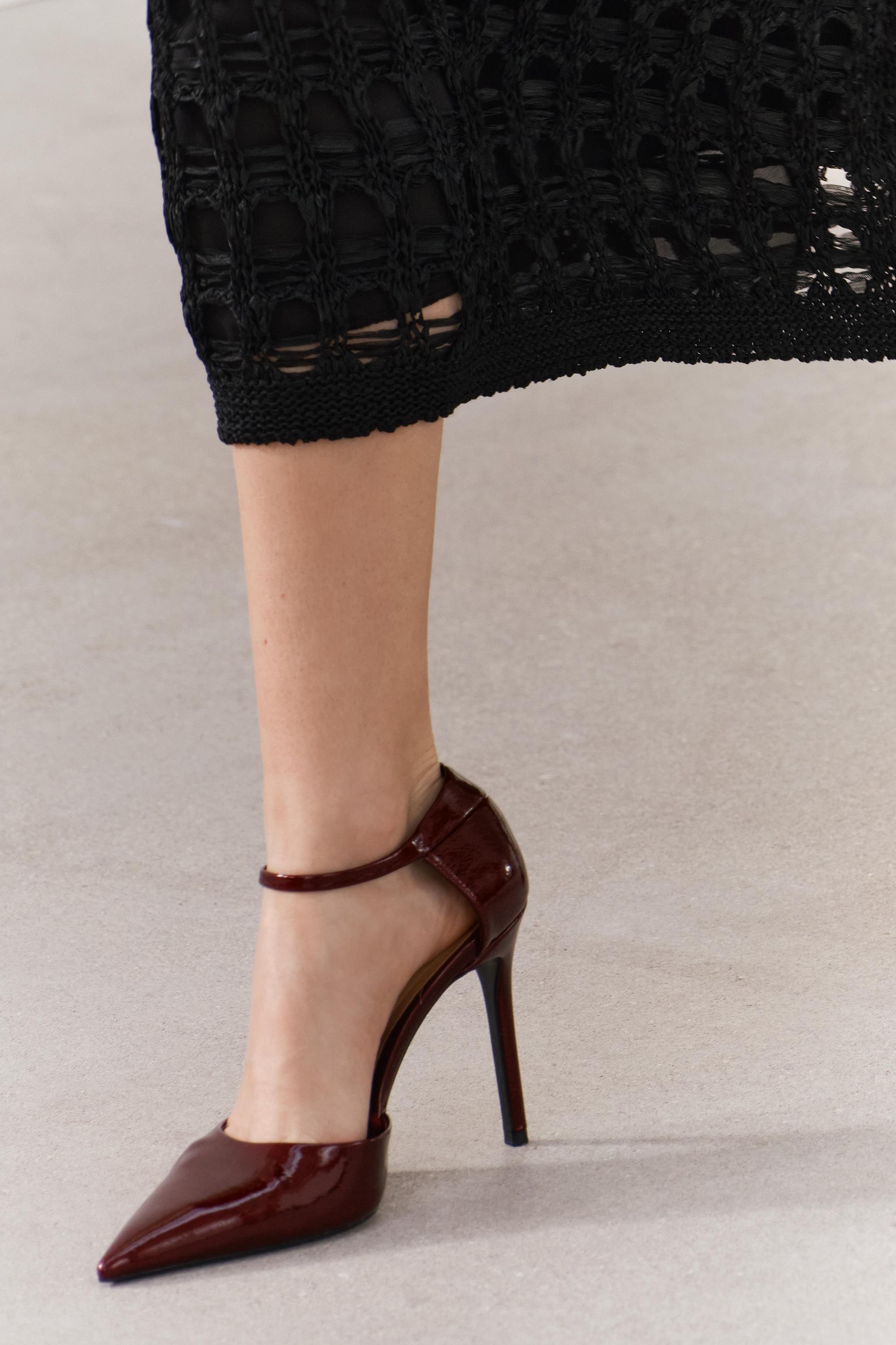 HEELS WITH ANKLE STRAP Burgundy Red ZARA Canada