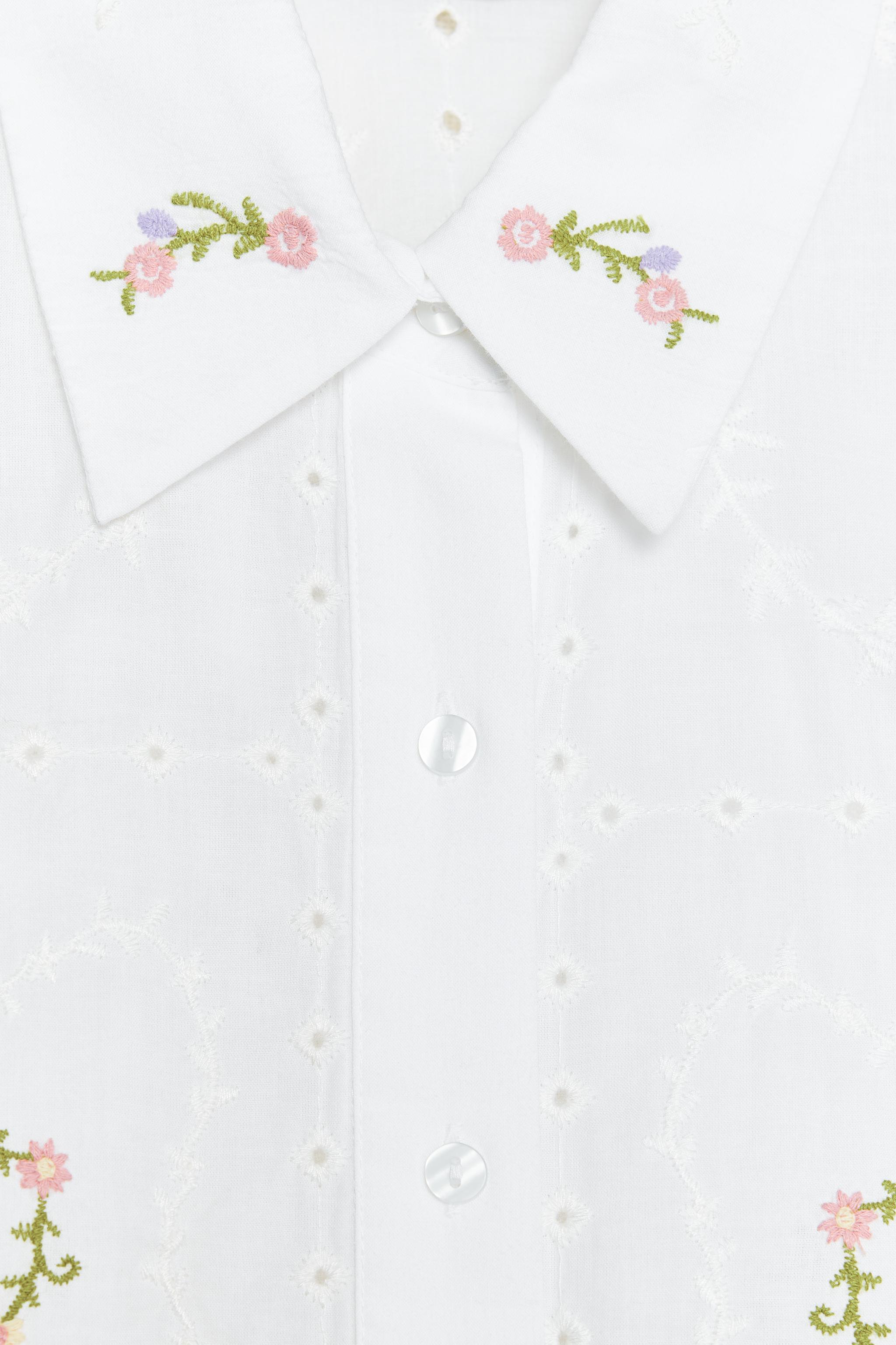 EMBROIDERED FLOWER SHIRT - Oyster-white | ZARA United States