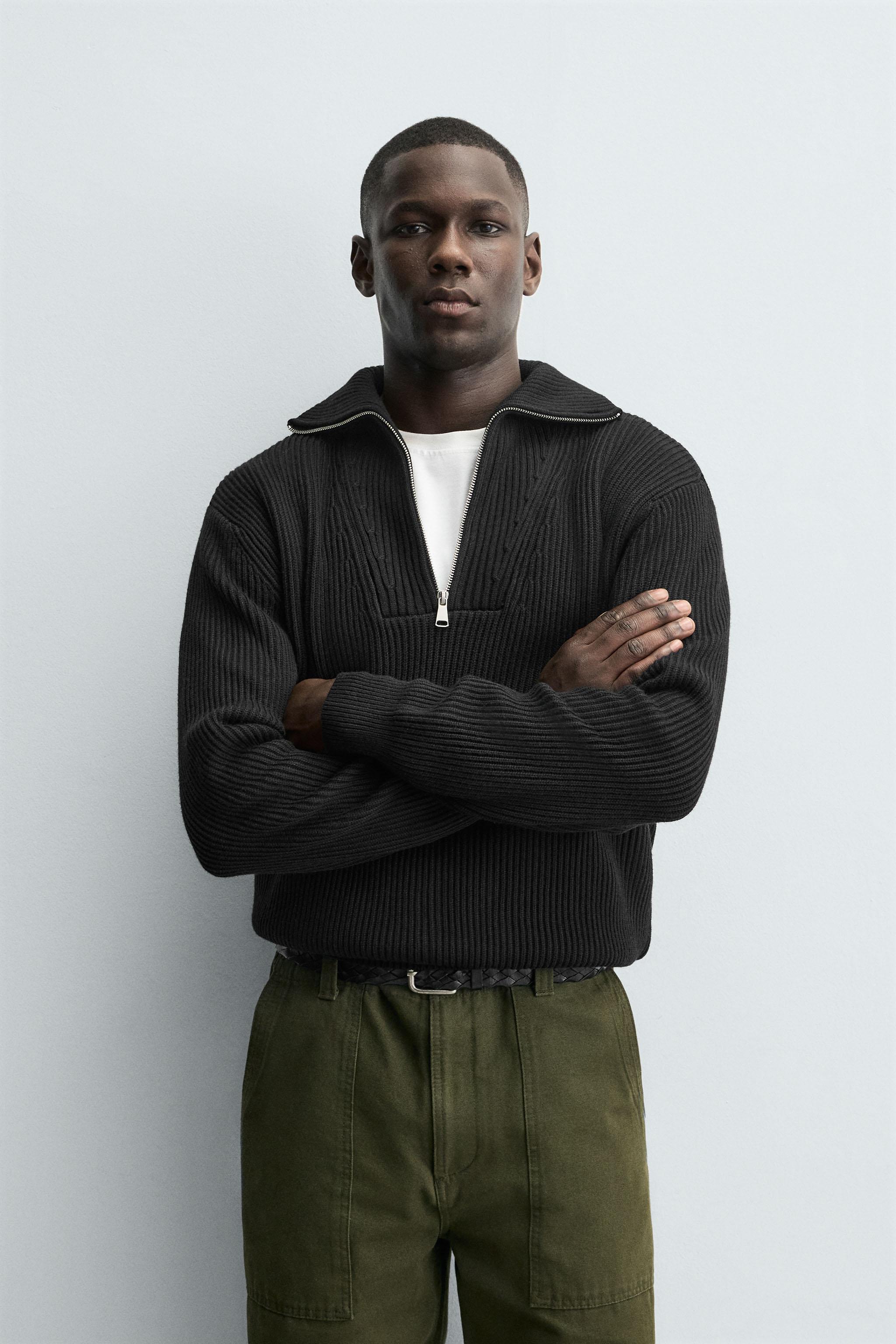 PURL KNIT QUARTER-ZIP JUMPER