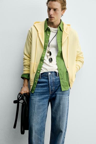 SWEAT LYOCELL - COTON ZIPPÉ À CAPUCHE - Jaune clair de Zara - Image 5