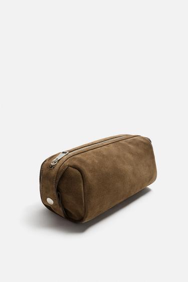 LEATHER TOILETRY BAG - Brown by Zara - Image 1