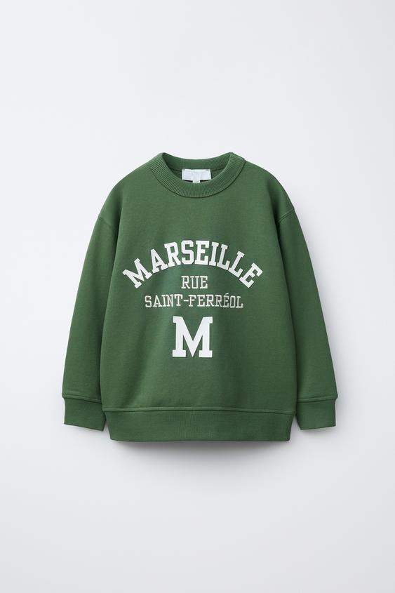 Net Tasker SWEATSHIRT MED TEKST I RELIEF - grøn | ZARA Danmark