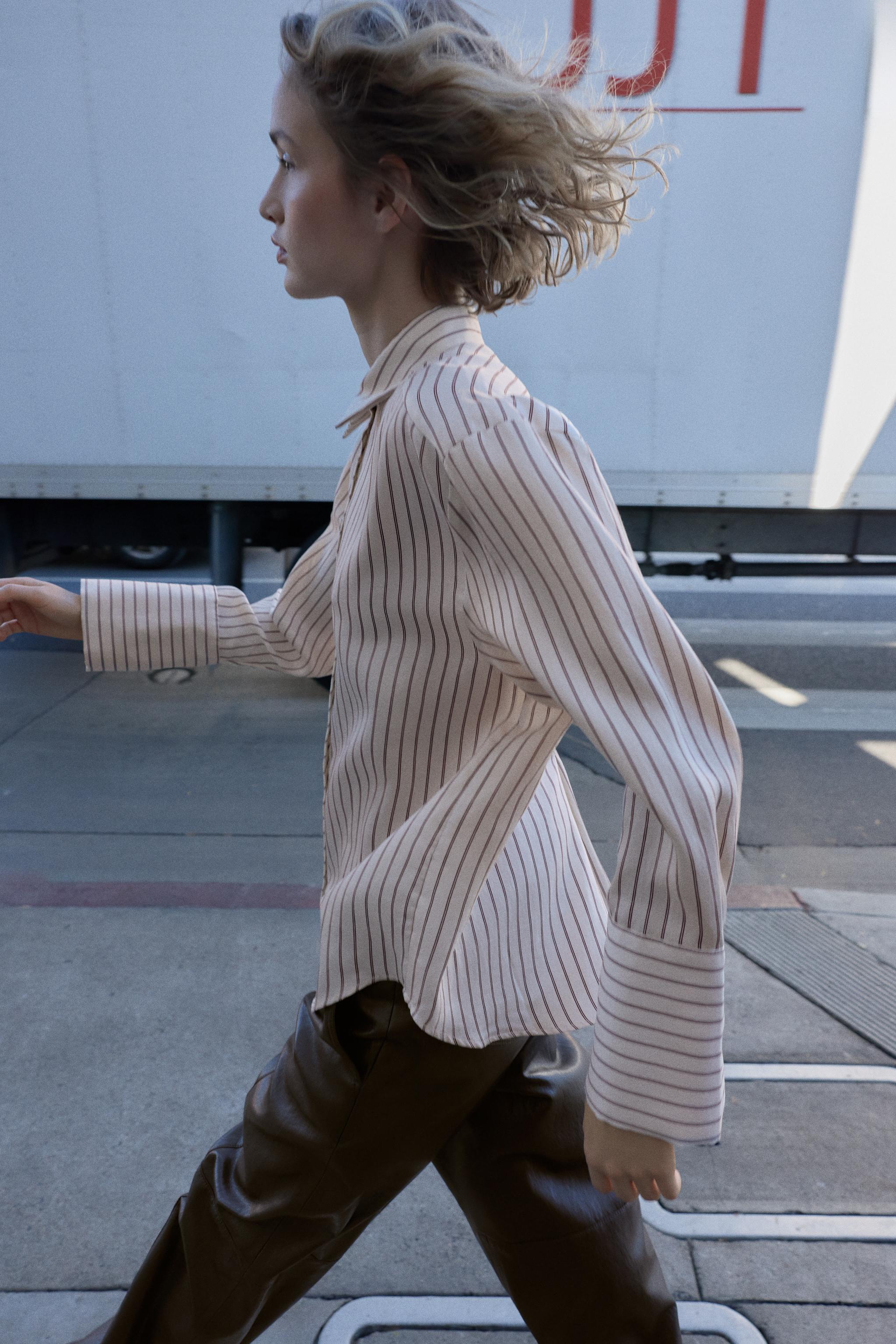 STRIPED SHIRT WITH WIDE CUFFS