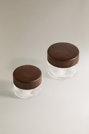 GLASS AND WOOD BATHROOM ORGANISER JAR - Transparent by Zara - Image 1
