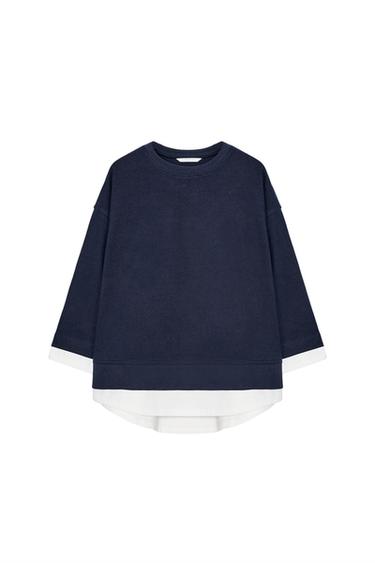 CONTRAST LONG SLEEVE SWEATSHIRT - Navy blue by Zara