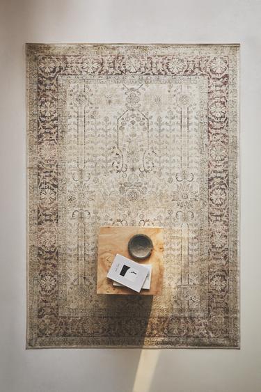 Zara RECTANGULAR VINTAGE-EFFECT RUG - Gray