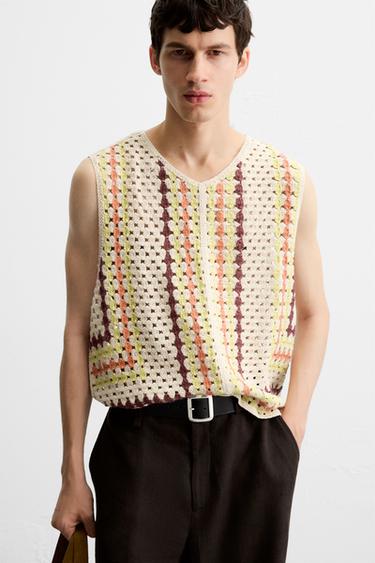 GILET STRUCTURE CROCHET - Écru de Zara - Image 4