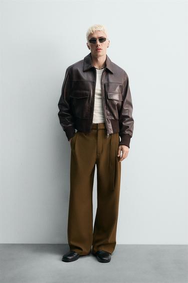 LÆDERJAKKE - LIMITED EDITION - Brun fra Zara