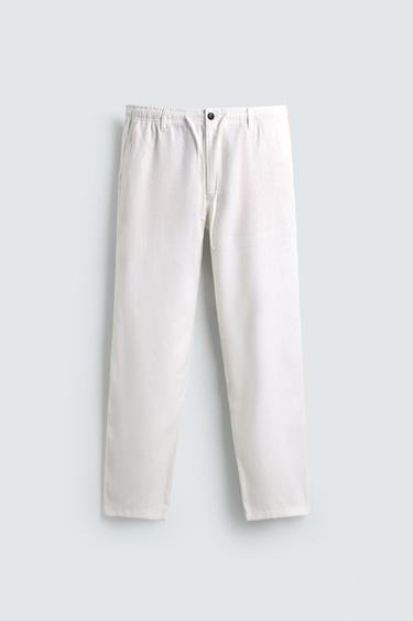 PANTALÓN RELAXED FIT ALGODÓN - LINO - Crudo de Zara