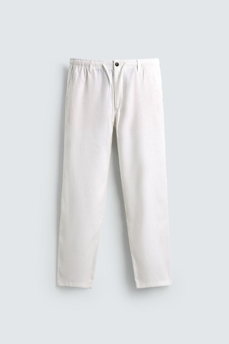ZARA RELAXED FIT COTTON-LINEN TROUSERS