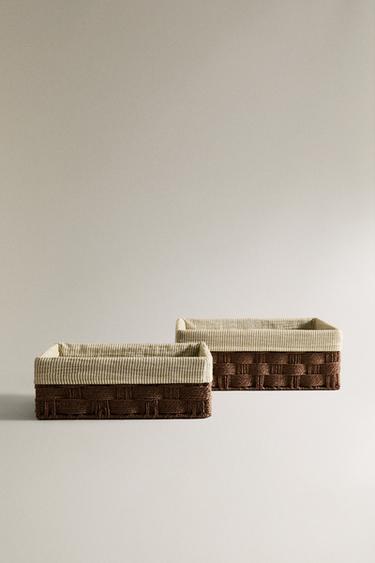 RECTANGULAR FABRIC-LINED HAMPER - Brown by Zara