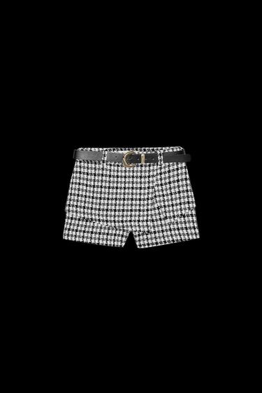 FALDA PANTALÓN ESTRUCTURA CINTURÓN - Crudo / Negro de Zara - Imagen 0