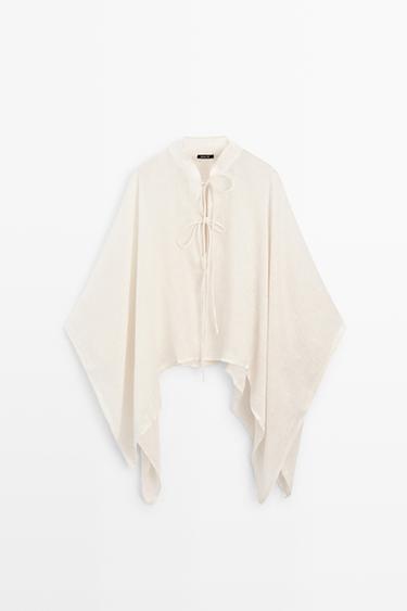 Cape col officier 100 % lin - Écru de Zara