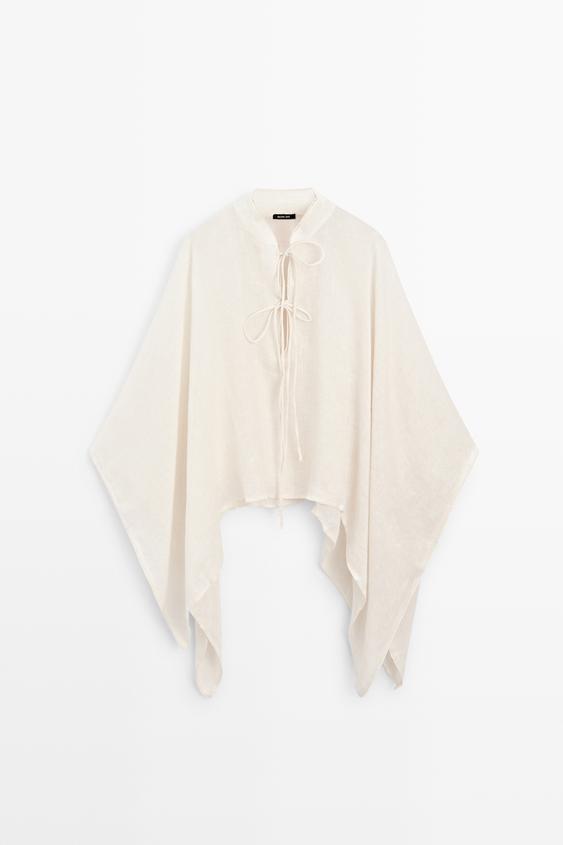 100% linen stand collar cape from Zara - $160