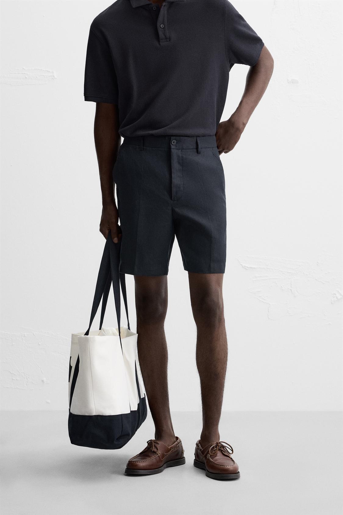 100% LINEN BERMUDA SHORTS