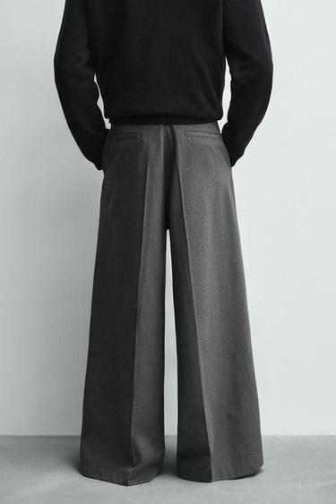 PANTALON COUPE LARGE À PLIS - Gris de Zara - Image 2