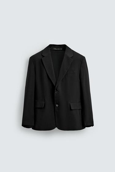 Zara 垂墜感寬鬆版西裝外套 - 黑色
