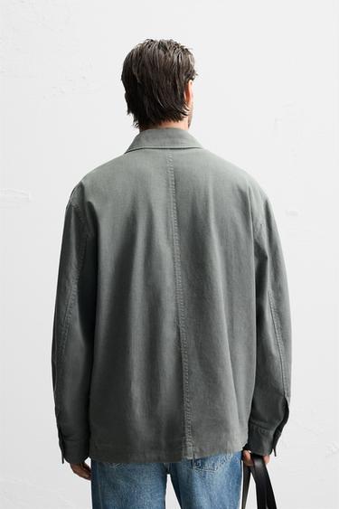 VESTE LIN - COTON POCHES - Gris de Zara - Image 2