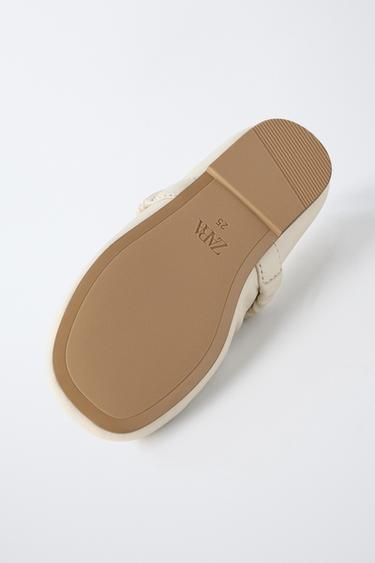 LEATHER BALLET FLATS - White by Zara - Image 6