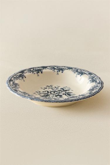 FLORAL EARTHENWARE SOUP PLATE - Blue by Zara - Image 5