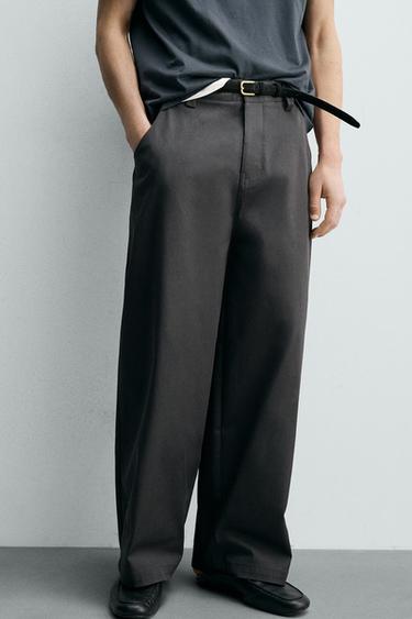 WIDE-LEG CROPPED TROUSERS - Anthracite Grey by Zara