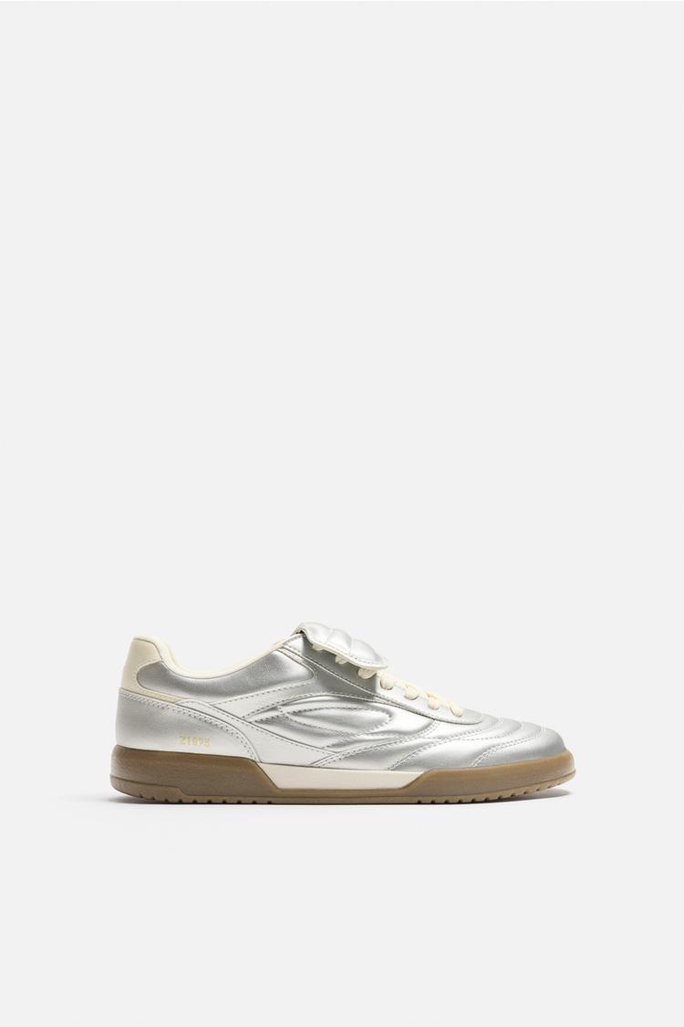 METALLIC PADDED TRAINERS Silver ZARA Australia