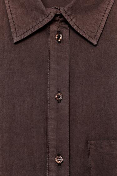 CHEMISE EN POPELINE À POCHE ZW COLLECTION - Marron de Zara - Image 7