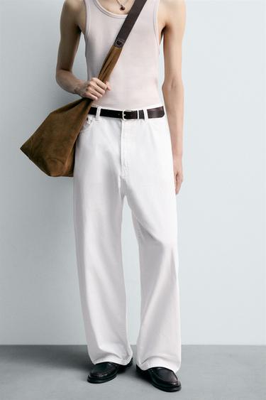 Zara 寬鬆版型牛仔褲 - 白色