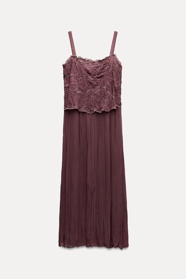 VESTIDO BORDADOS ZW COLLECTION - Vino de Zara