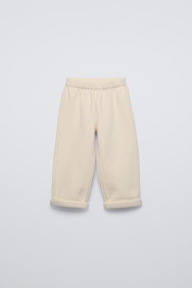 PANTALÓN FELPA LISO - Beige claro de Zara - Imagen 0