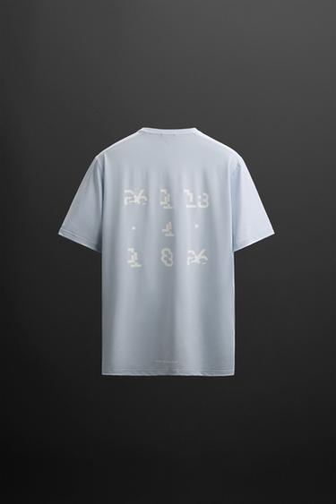 PERFORATED TRAINING T-SHIRT WITH PRINT - Light sky blue by Zara