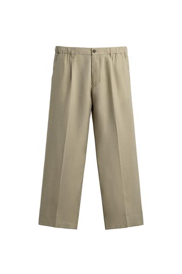 PANTALÓN RELAXED FIT PLIEGUES - Oliva de Zara