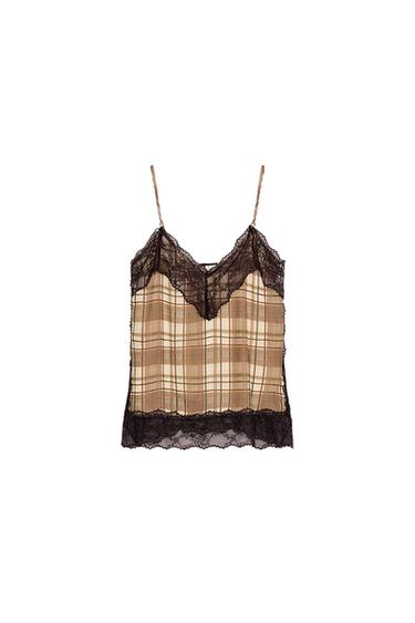 Zara 格紋蕾絲邊上衣 - 多色