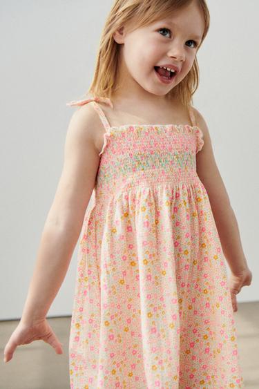 ROBE À BRETELLES ET ÉLASTIQUES FLEURS - Fuchsia de Zara - Image 4