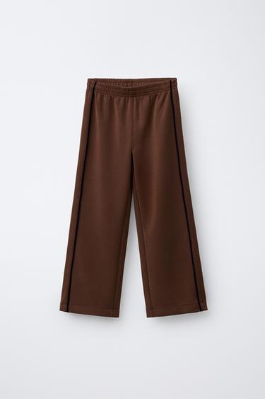 TROUSERS WITH MODAL AND CONTRASTING PIPING - Brown by Zara