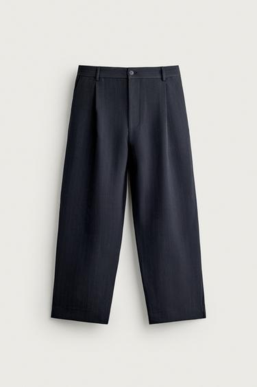 RELAXED FIT PLEATED TROUSERS - striped by Zara
