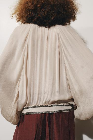ZW COLLECTION BEADED SASH BLOUSE - Beige-pink de Zara - Image 2