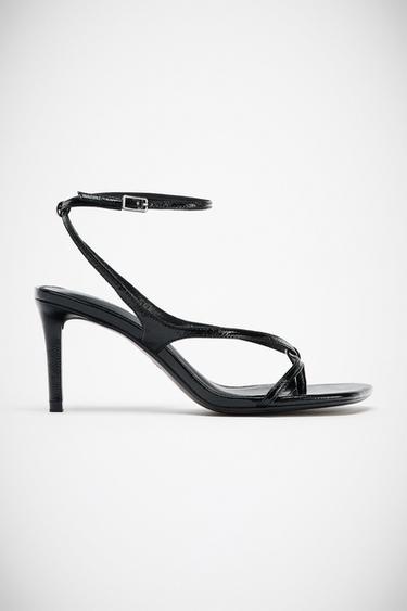 LEATHER HIGH-HEEL SANDALS - Black by Zara