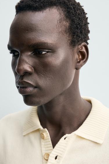 TEXTURED KNIT RELAXED FIT POLO SHIRT - Ecru by Zara - Image 4