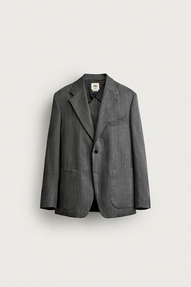 КОСТЮМНЫЙ БЛЕЙЗЕР RELAXED FIT ИЗ 100% ШЕРСТИ — АНТРАЦИТОВО-СЕРЫЙ от Zara