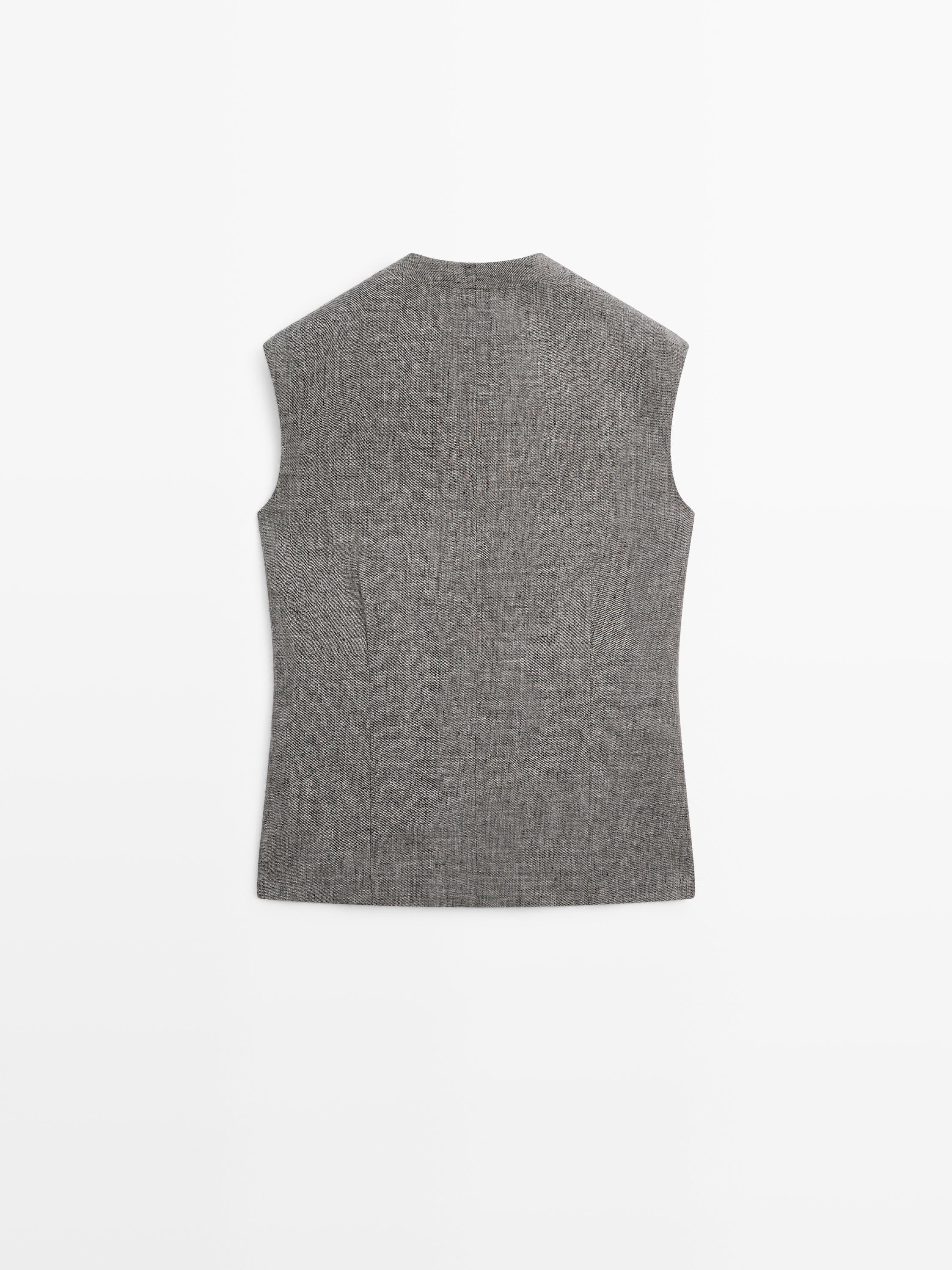 Gilet à épaules marquées en lin