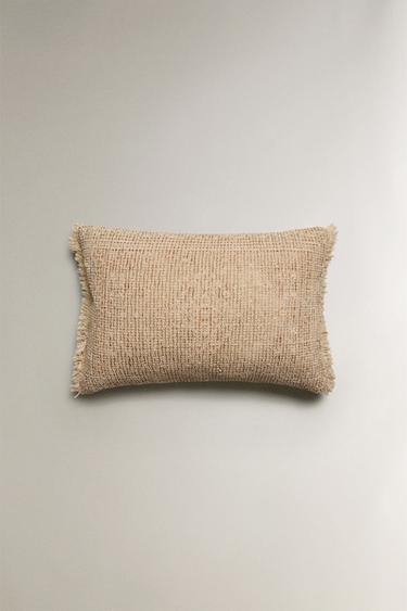 FRINGED CUSHION COVER - Ecru by Zara