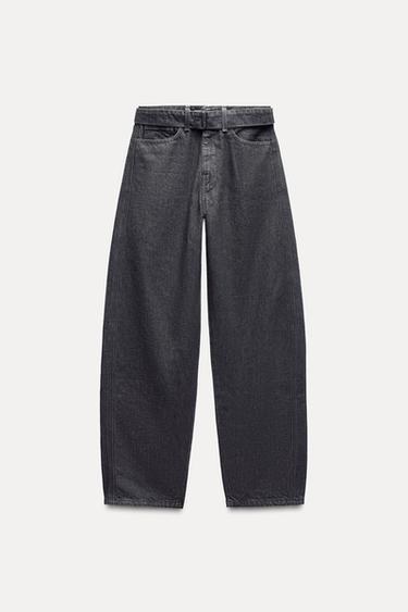 Zara STRAIGHT CUT MID RISE JEANS ZW COLLECTION - Gray